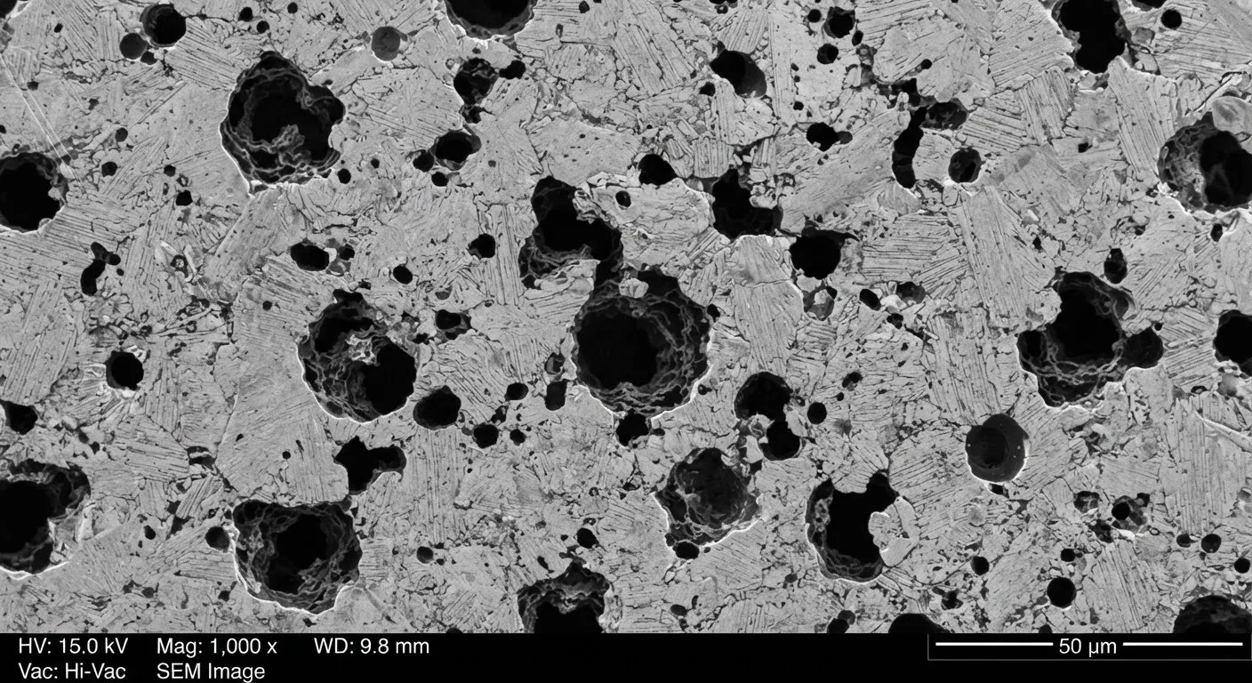 Aluminum porosity observed under a microscope