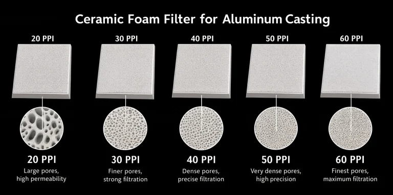 different ppi of ceramic foam filter
