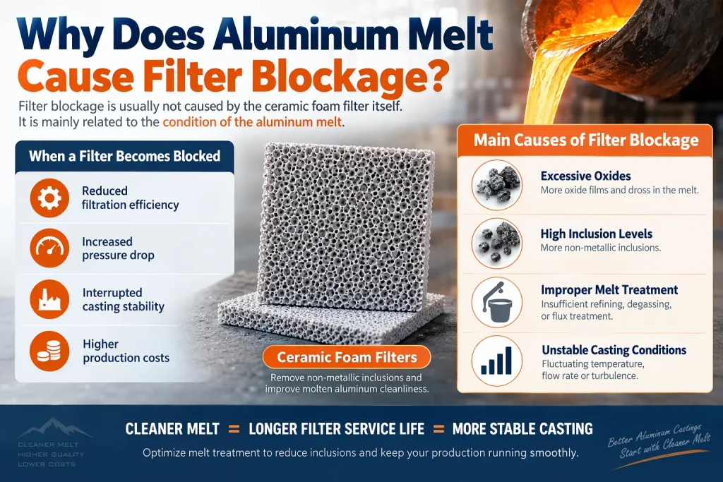 why does aluminum melt cause filter blockage
