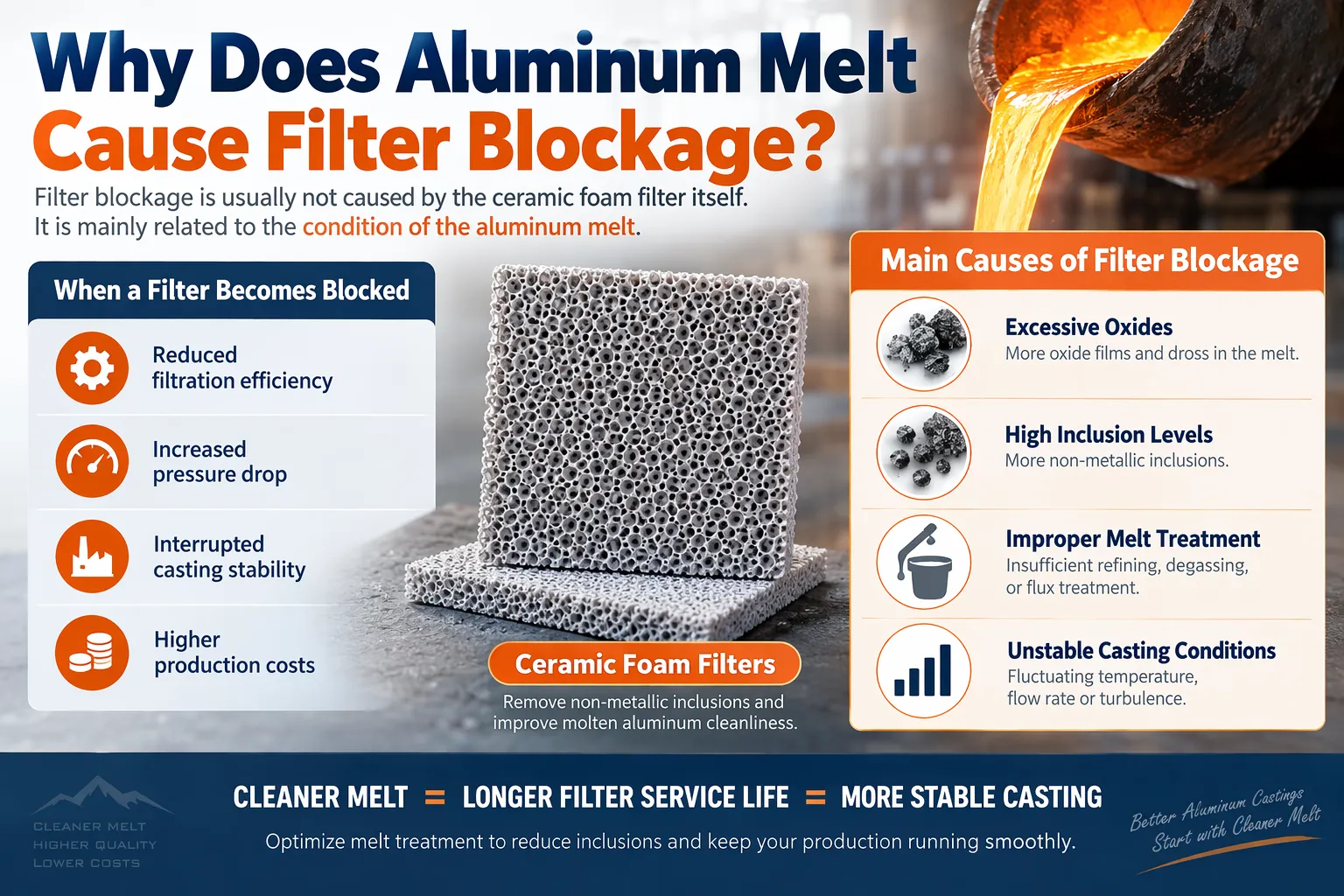 why does aluminum melt cause filter blockage
